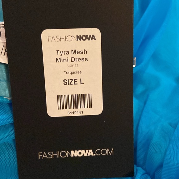 New w/tag Fashion Nova - Turquoise - mesh mini dress - Large - Picture 5 of 5